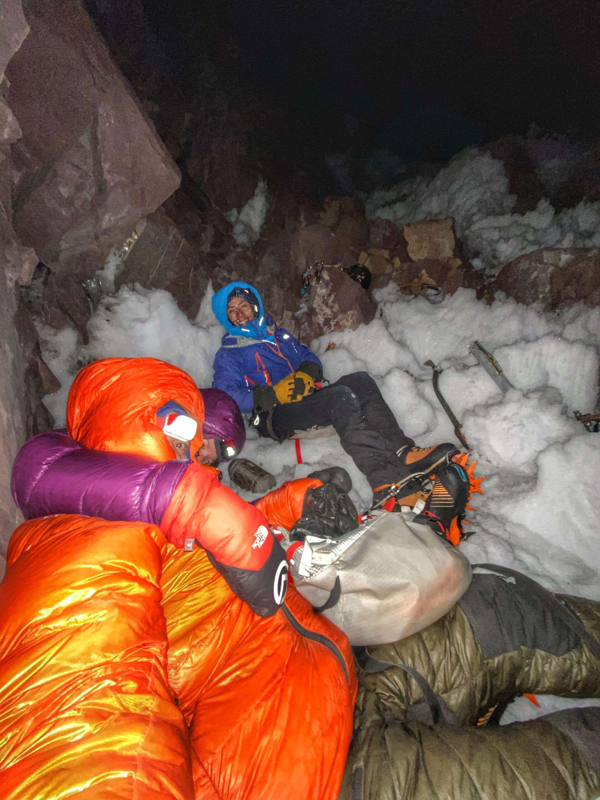 Open bivy in Peru. Alpine climbing