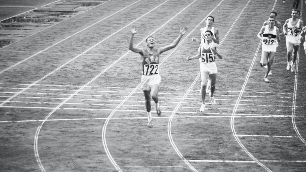 Billy Mills, an Oglala Lakota former track and field star, after winning the 10,000 meter race in Olympic record time of 28:24.4.
PHOTO: GETTY IMAGES