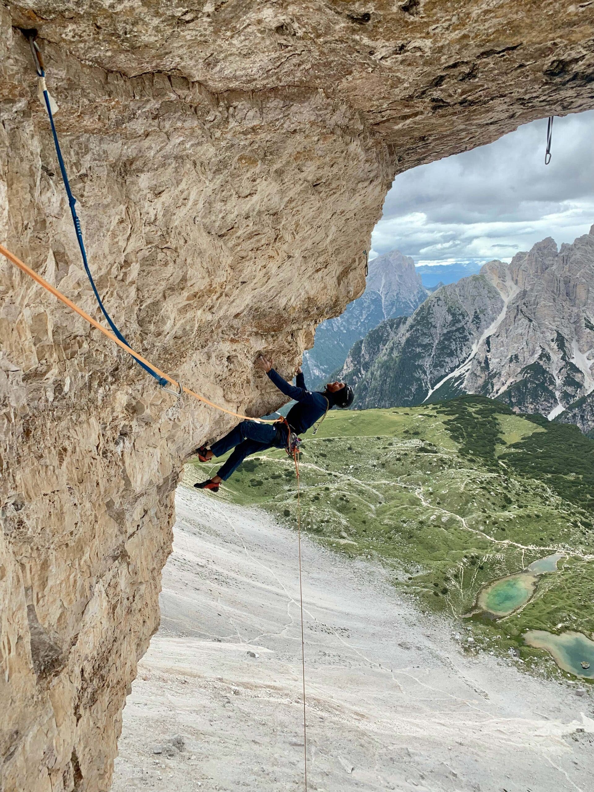 Big runout with long slings on Project Fear