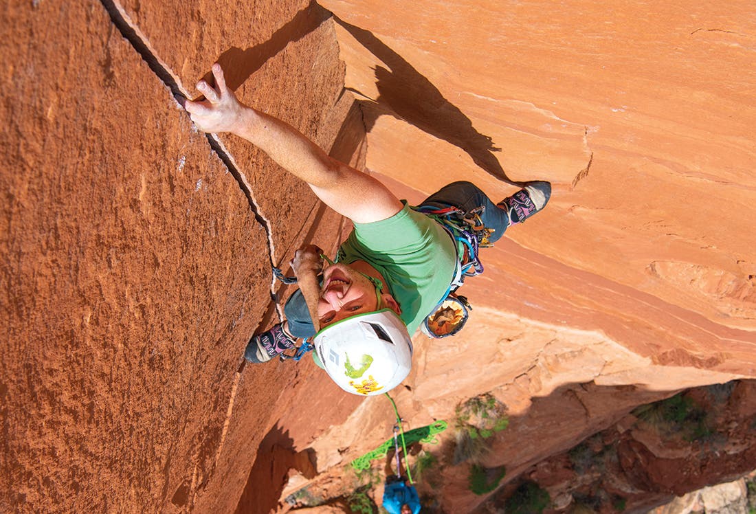 Harrison climbing, seen from above