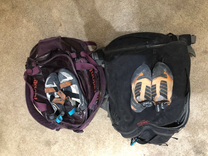 Shoes on packs