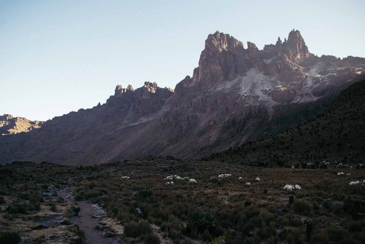 The Sirimon route, just past Mackinder's valley, with breathtaking views of Mt Kenya's main peaks.