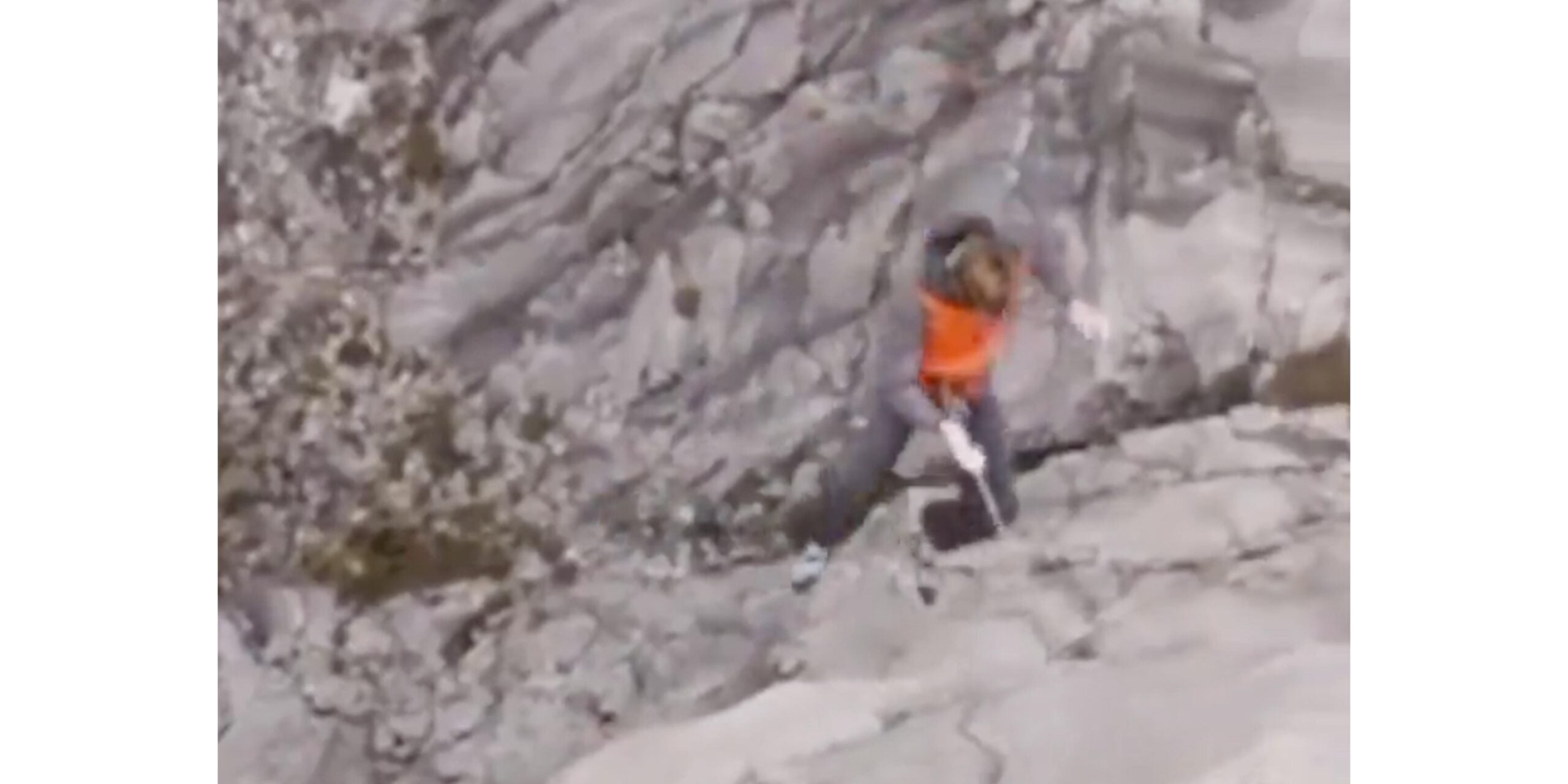Climbers takes lead fall.