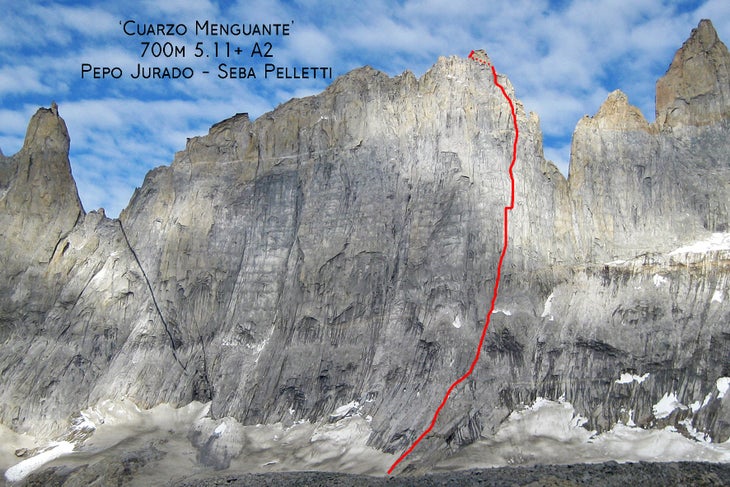 Outline of mountain face.