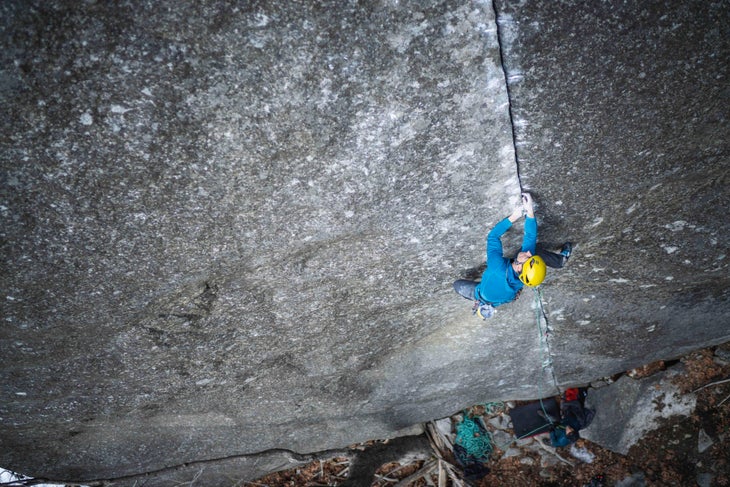Man climbs in Yosemite National Park.