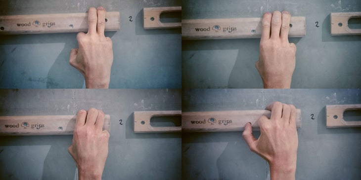 Different types of finger grips for climbing training.