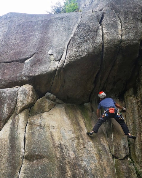 Crack climbing in rock climbing equipment