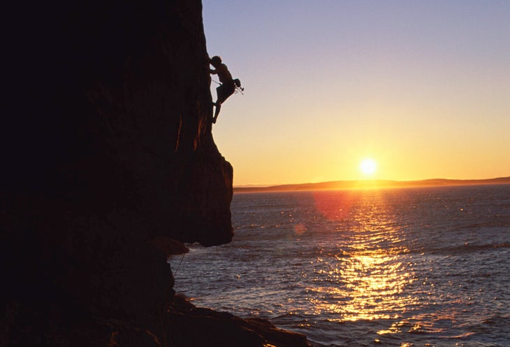 Rock climbing Acadia National Park.