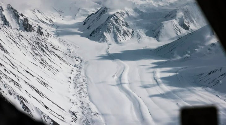 Aerial view of the Walsh Glacier.