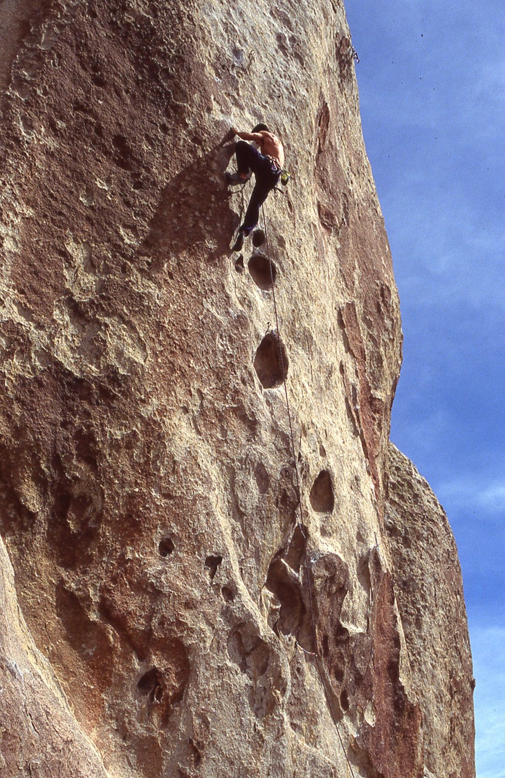 Cliimber on climb at City of Rocks, Idaho.