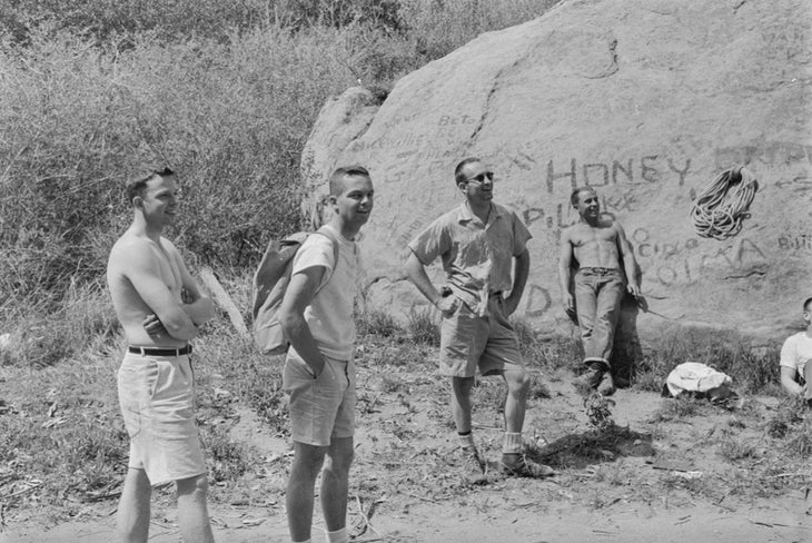 Bouldering at Stoney Point, California, in 1961.