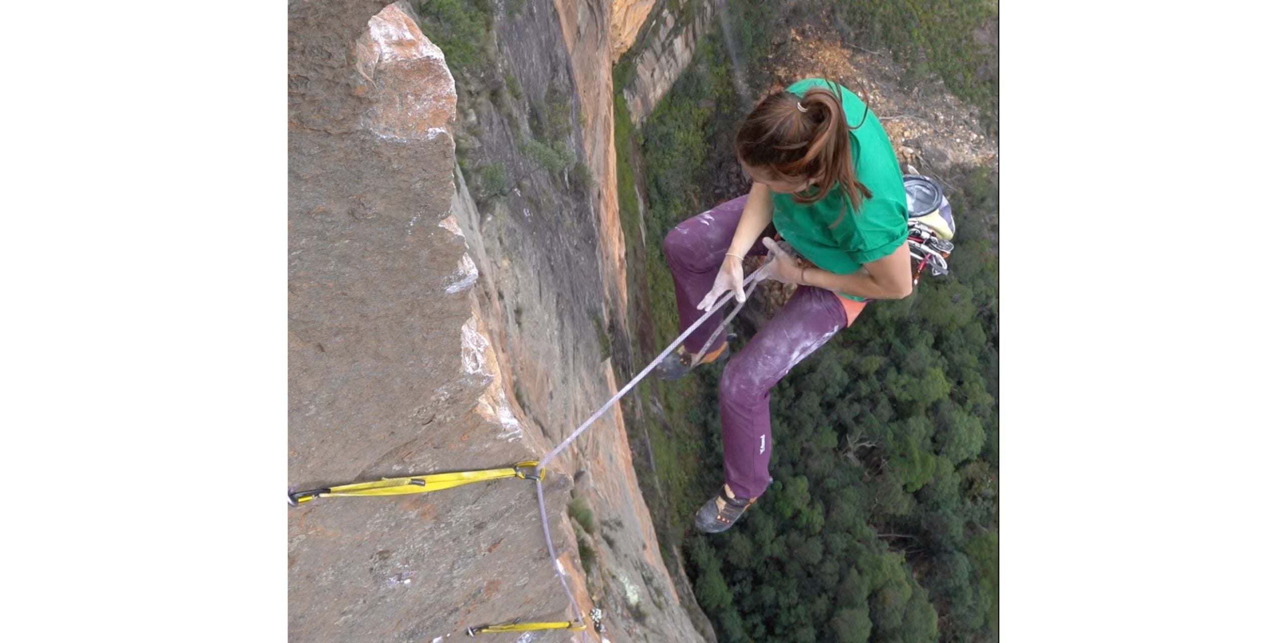 Rock climber falls of steep, exposed rock arete.