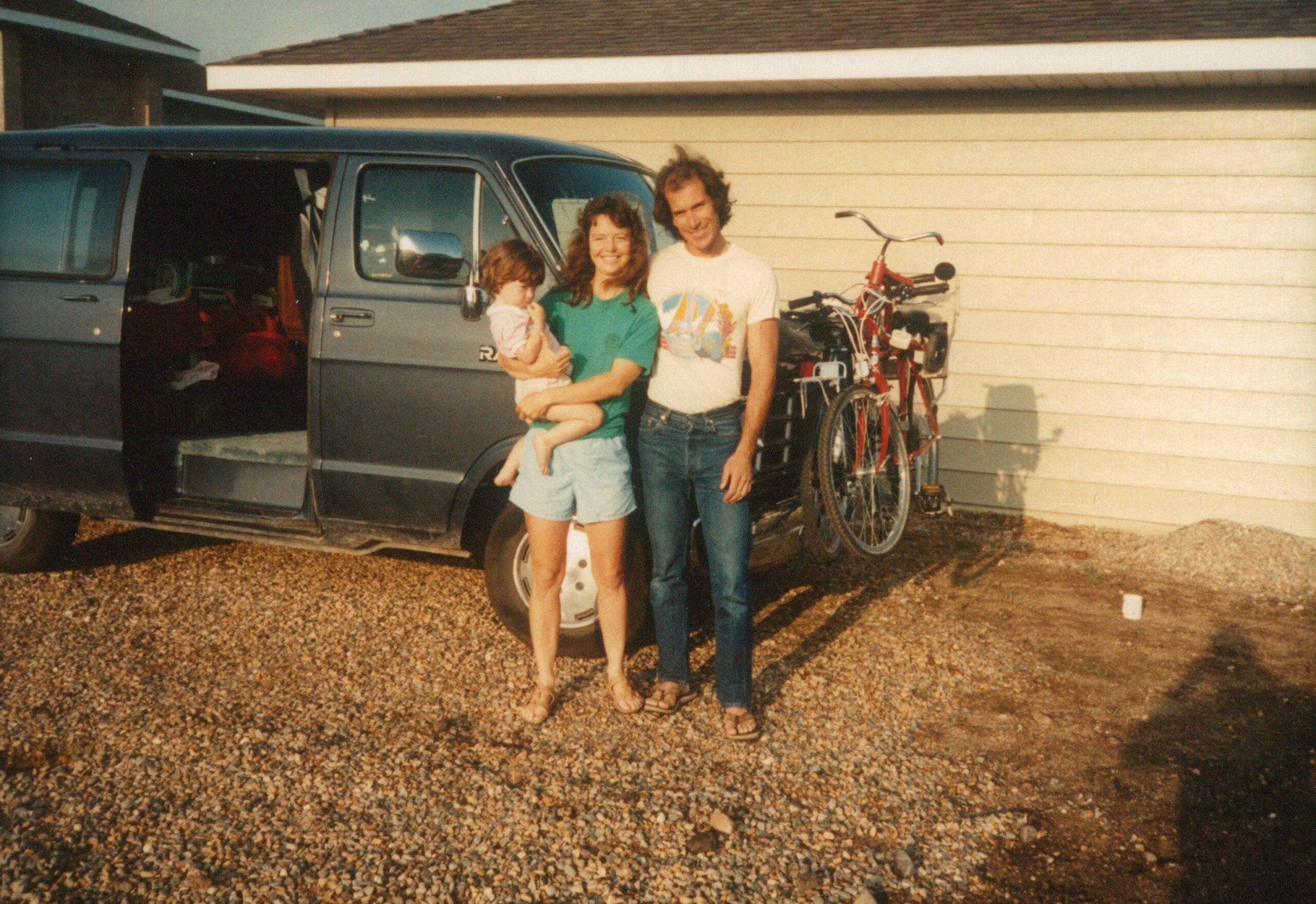 Stephanie, Nancy, and Dave Turner on their 15-month road trip in 1989/1990. Dave quit his job and the family loaded up in the van, traveling around the American and Canadian West to hike and climb, well before #vanlife was even a thing. 
