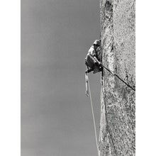 Steve Roper leads a steep-aid pitch on the third ascent of the Nose, El Capitan, Yosemite.