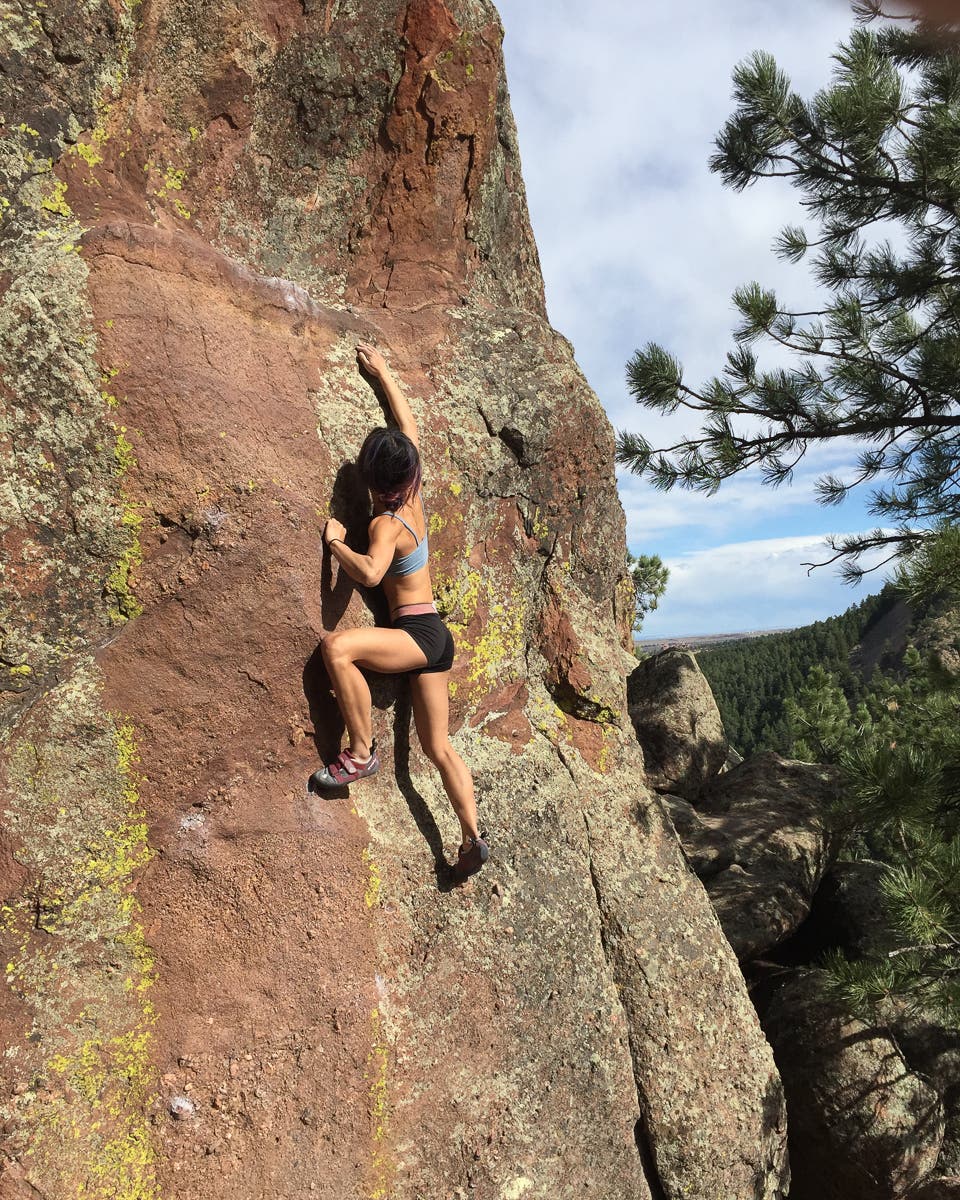 Bailee Mulholland boulders in Colorado.