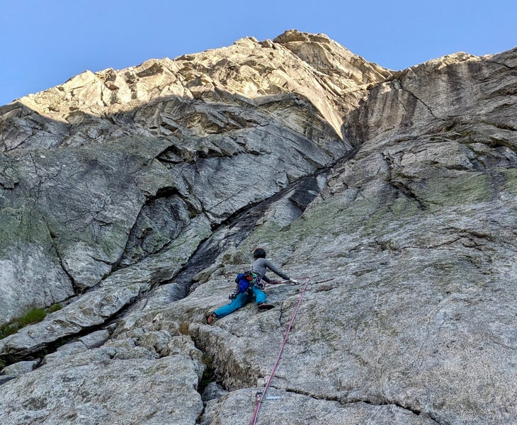 Samantha MacIlwaine on Leviathan (6b+/5.10+; 660 feet, 5 pitches)