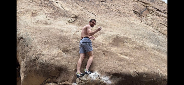 Will Bosi celebrating during the second ascent of Return of the Sleepwalker.