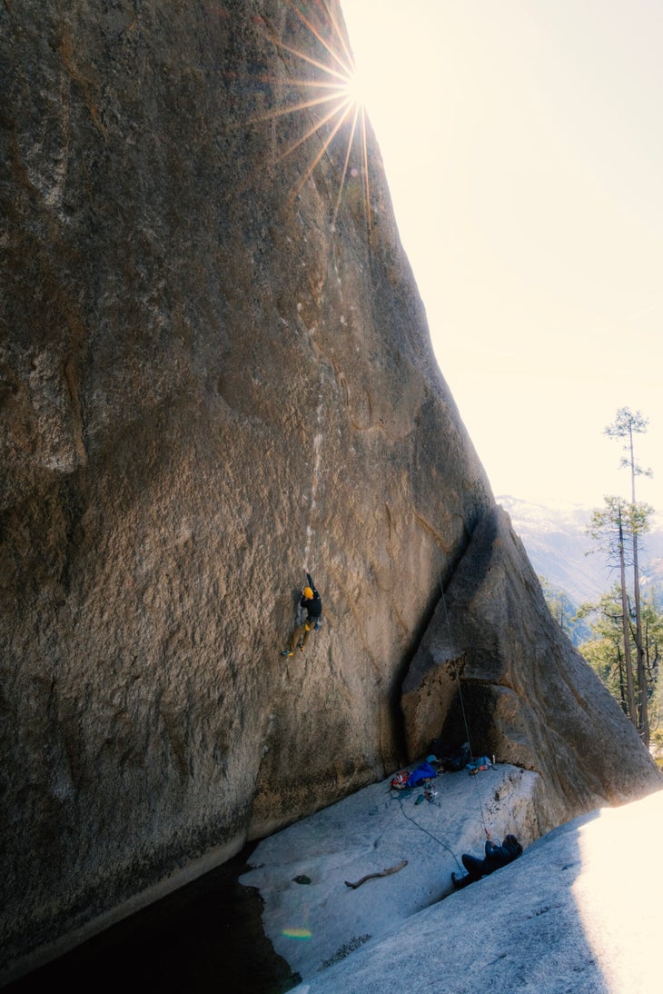Jacopo Larcher on the early moves of Beth Rodden's route Meltdown.
