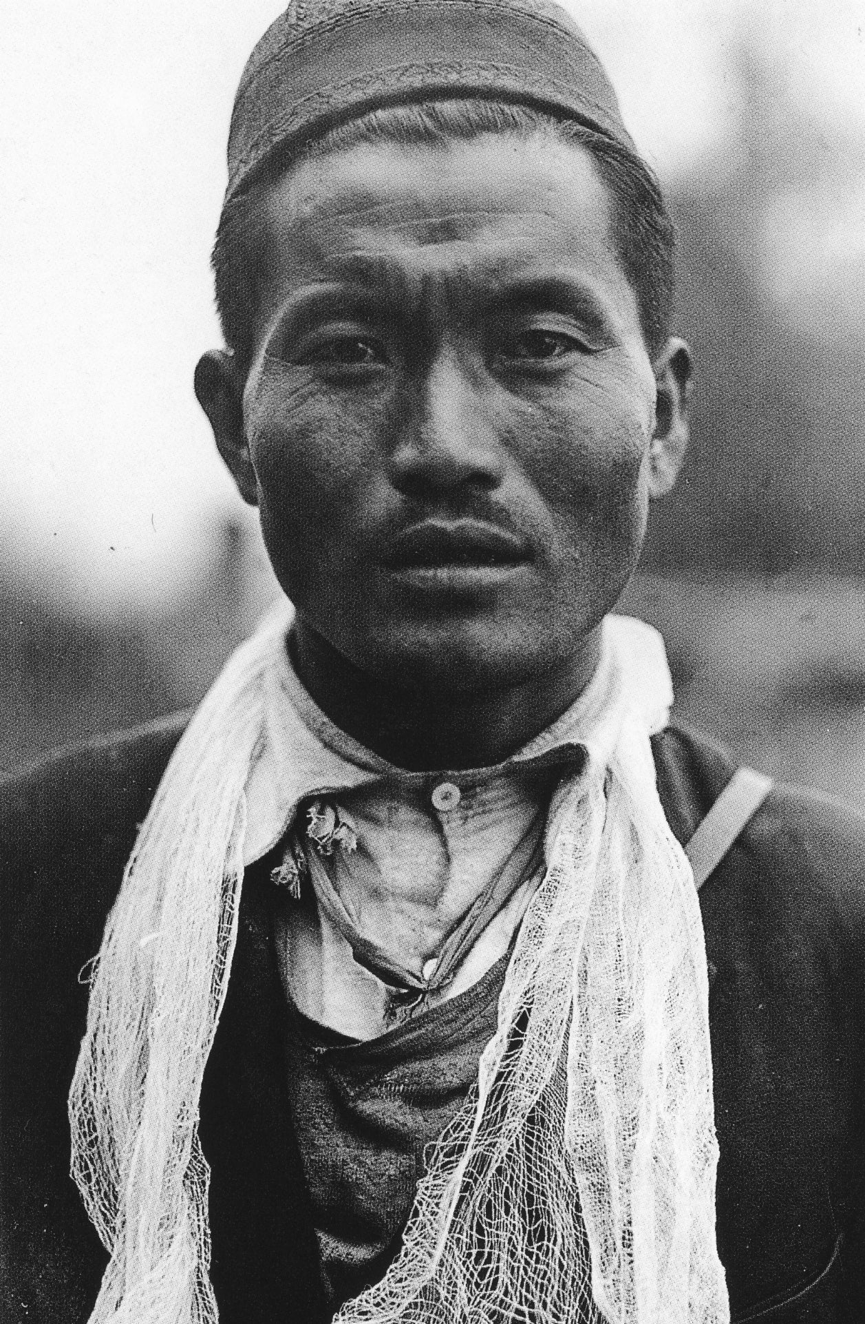 A black and white photograph taken by Frank Smythe in the Himalaya in 1933. It appears in the new book, Headstrap.