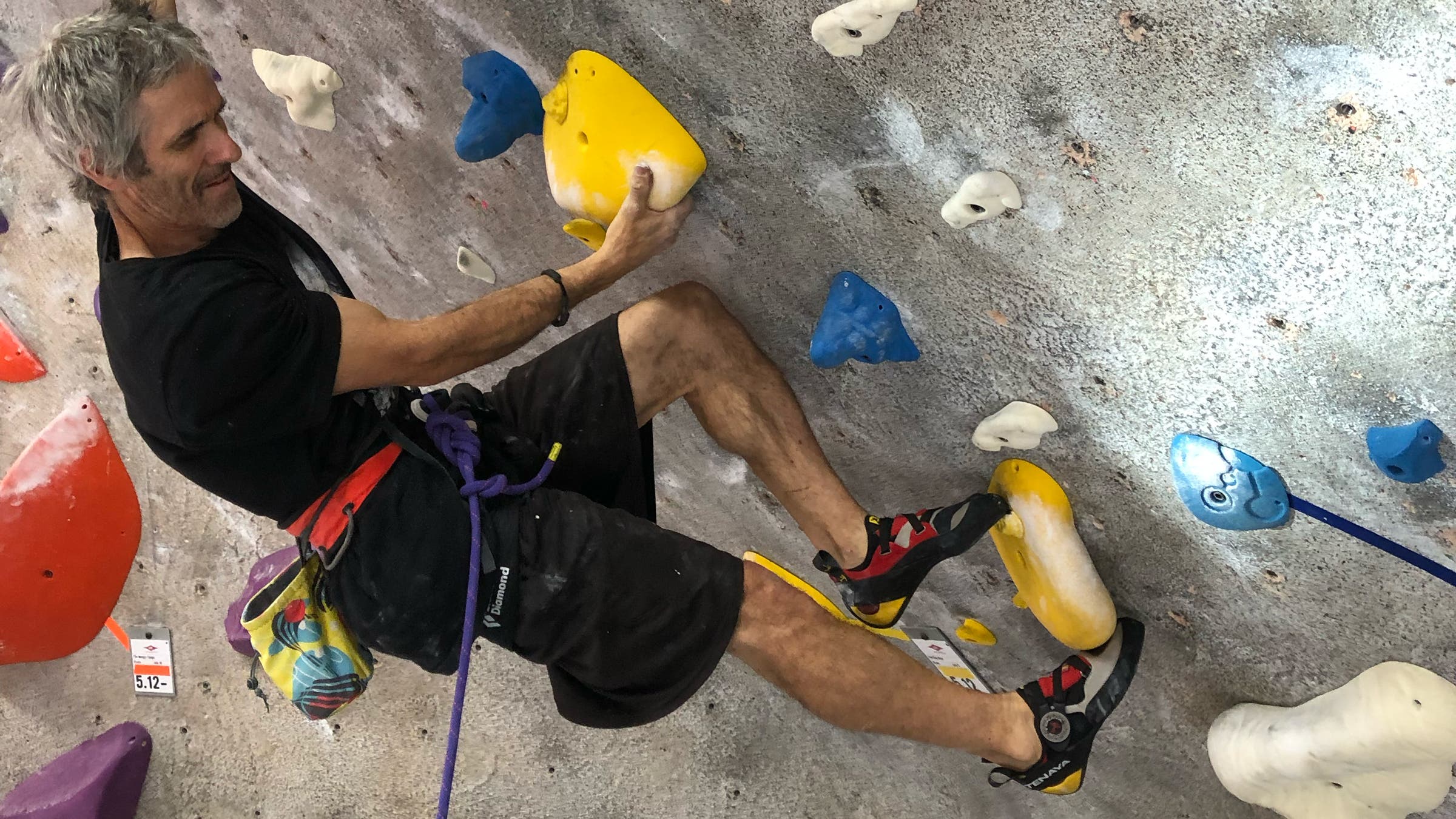 Matt Samet climbing indoors