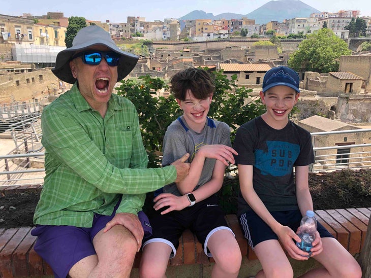 Rob and his sons Dominic and Luca in Italy