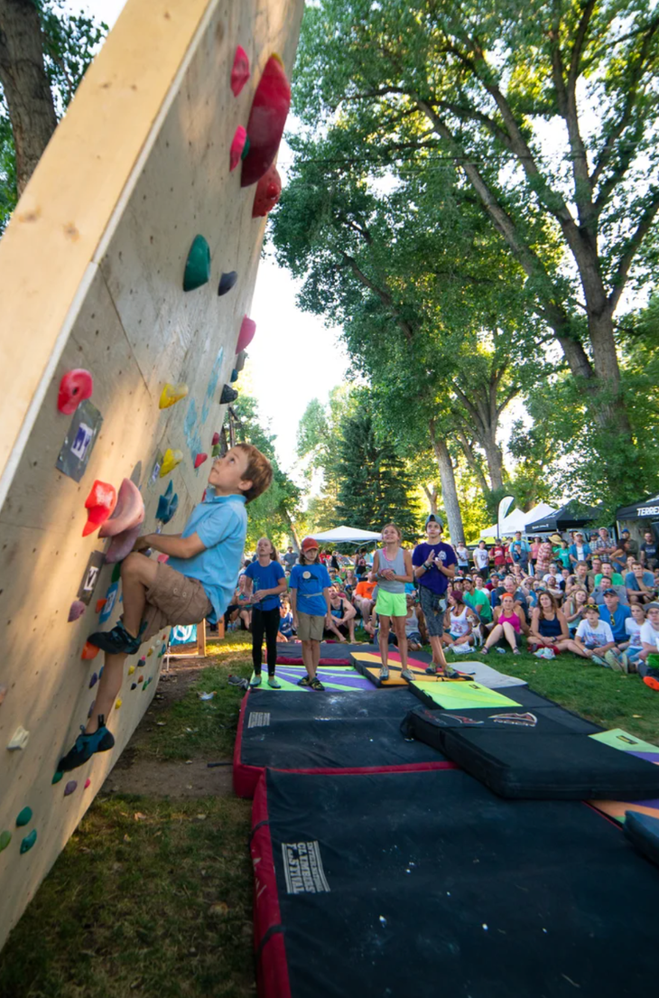 kid climbing at international climbers festival in lander wyoming