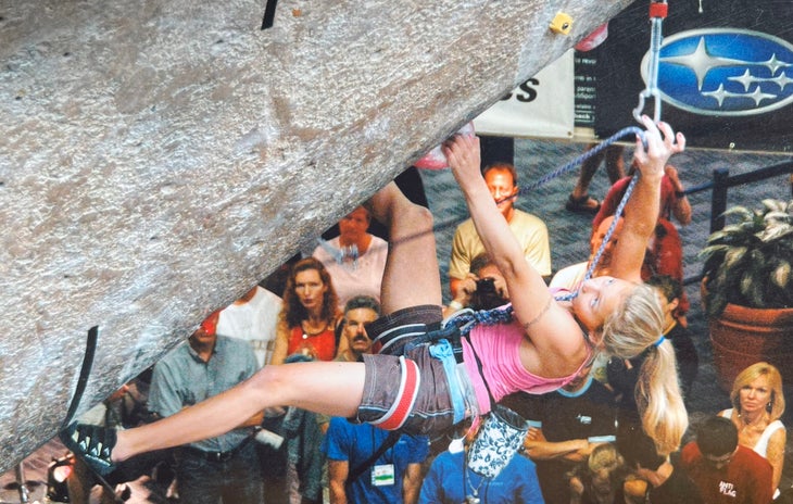 DiGiulian competing as a youth climber.