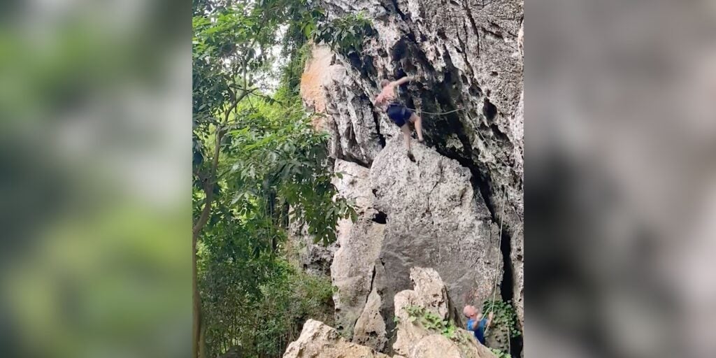 Belayer Prevents a Climbing Accident - Climbing