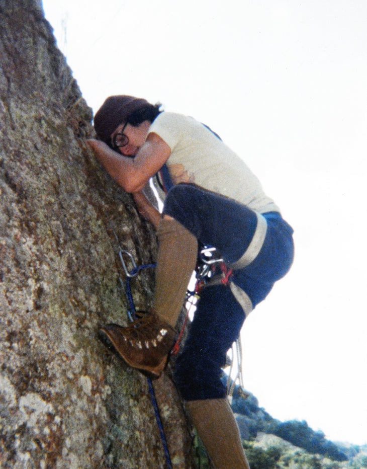 The author, not realizing the difference between alpinism and rock climbing, in knickers and mountain boots on Mount Scott in Oklahoma’s Wichita Mountains, in the mid 1970s.