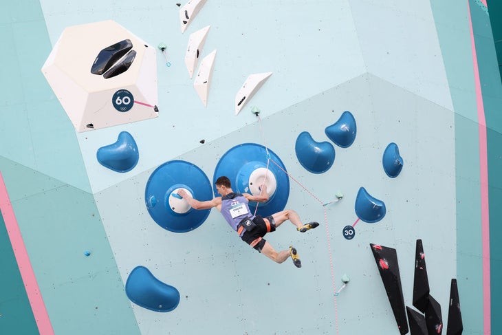 Adam Ondra of Team Czech Republic competes in the Men's Boulder & Lead semifinal on the twelfth day of the Paris 2024 Olympic Games at Le Bourget Sport Climbing Stadium in Paris, France on August 07, 2024.