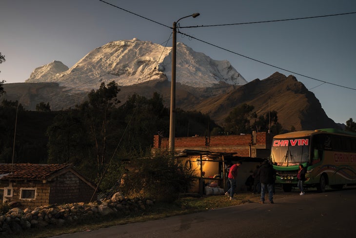 Huascaran (6,768m) at sunset, the tallest tropical mountain in the world and the highest in the Cordillera Blanca.