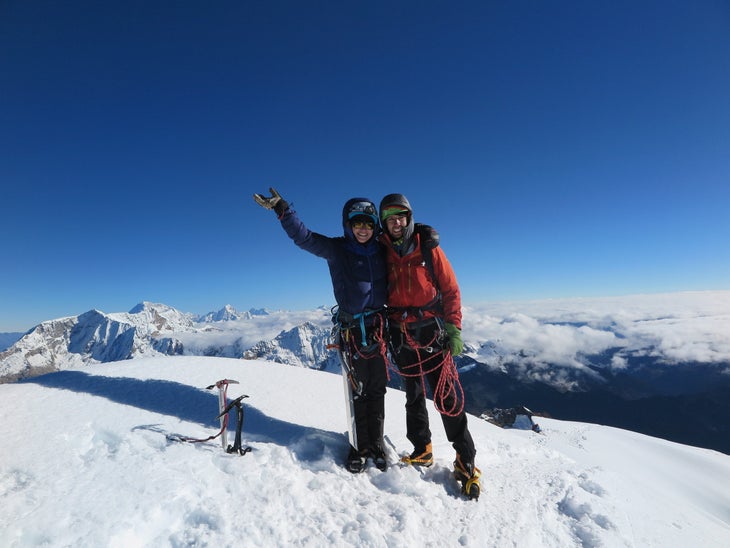 Zanin and his wife, Giulia, on Tocllaraju, in Peru