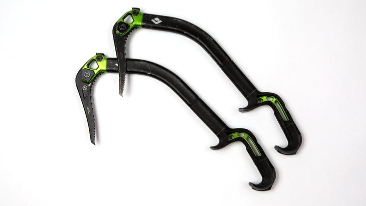 Black Diamond's new Hydra ice tool on white background. The Hydra is one of the best climbing gifts of 2024.