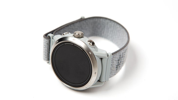 Grey-banded Coros Apex 2 PRO watch on white background.