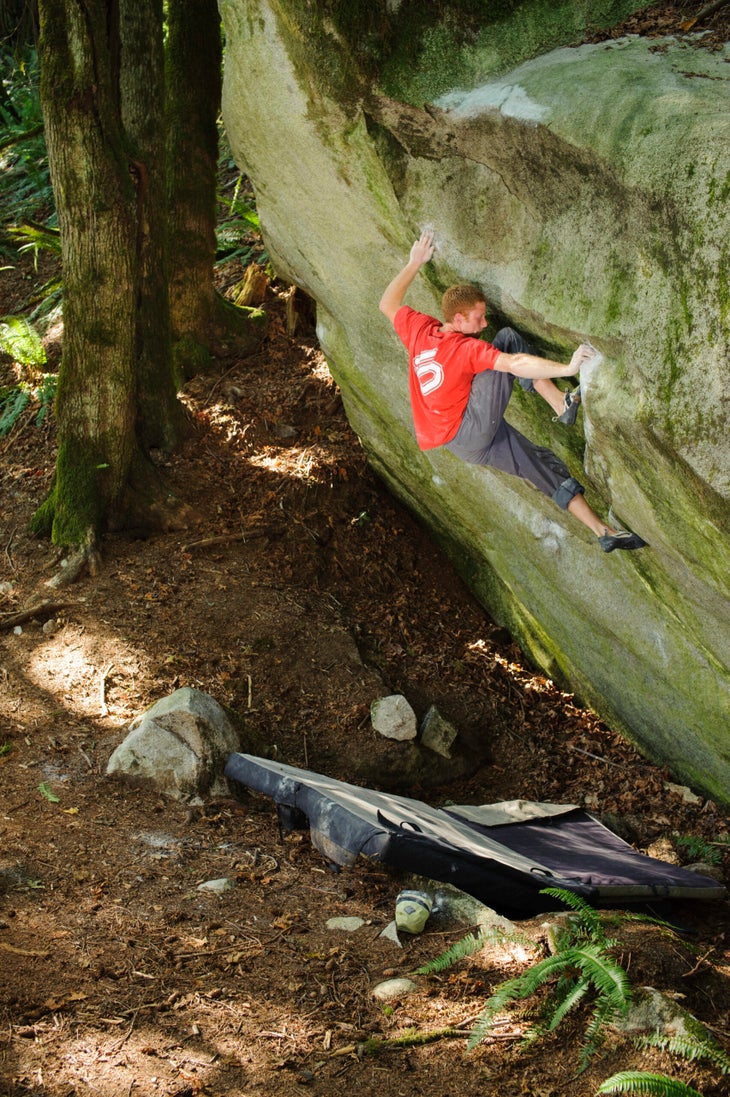 Johnny G doing the first ascent of a classic V13 in Index, Washington.