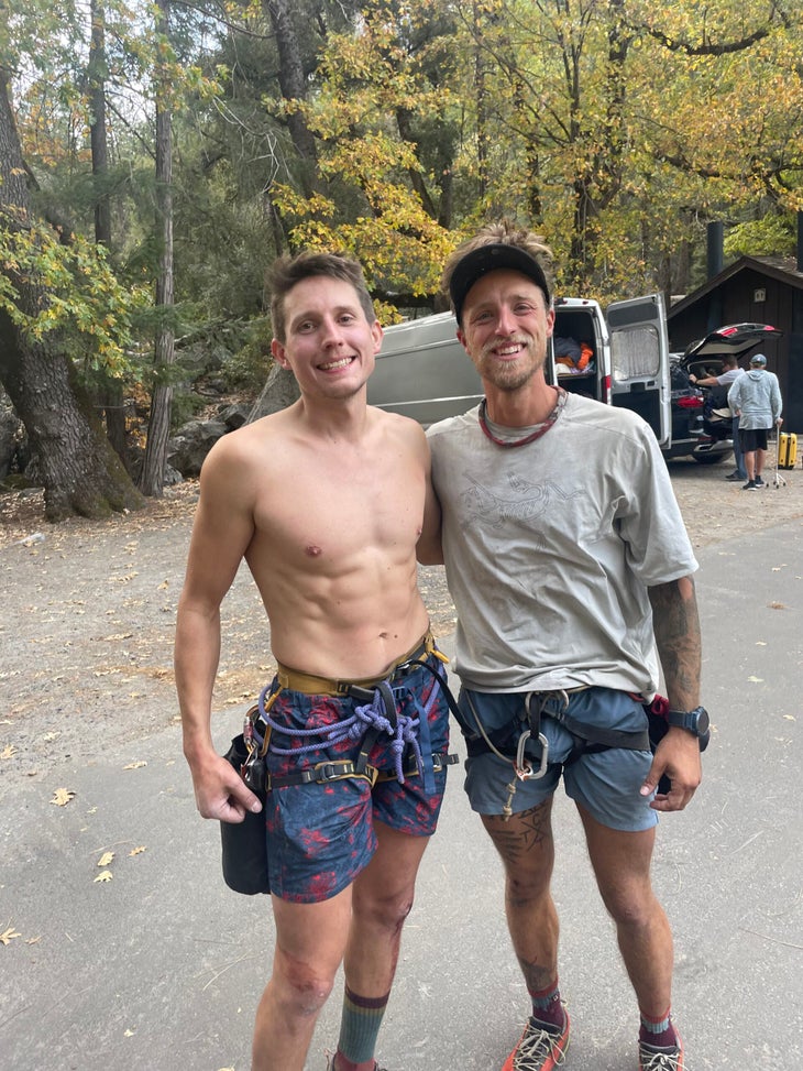 Michael Vaill and Tanner Wanish on the day they did the Yosemite Quad.