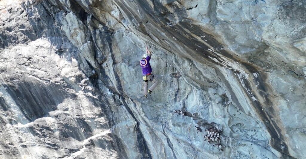 Climber Grabs Quickdraw Then Takes Big Fall Climbing