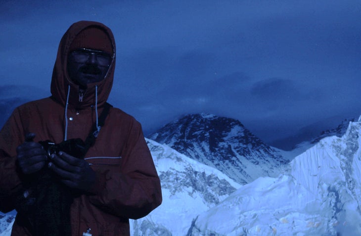 Javier Botella de Maglia on a stormy evening in the mountains.