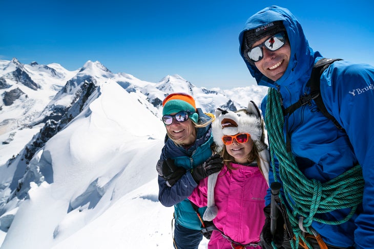 Adam George skiing with his family in Europe.