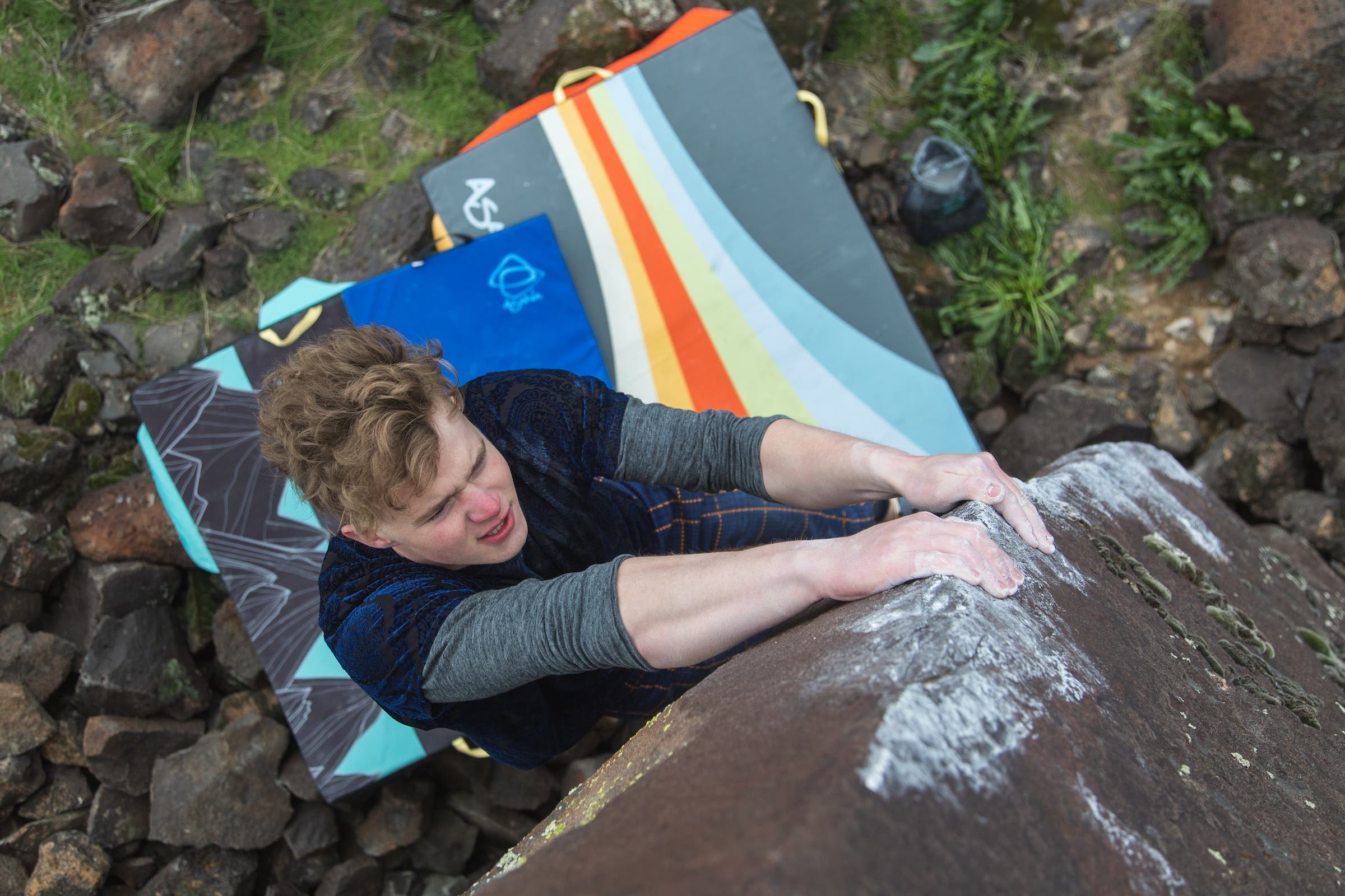 Daniel Frandson climbing in Swan Falls, Idaho.