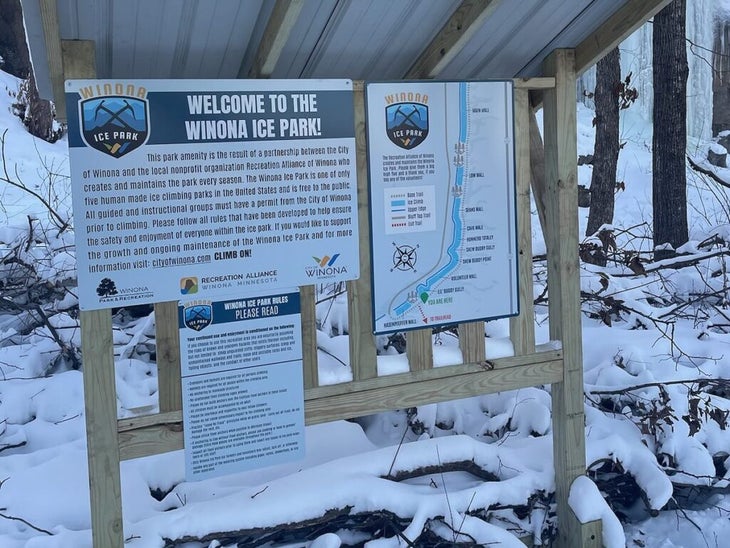 a kiosk with an ice park map