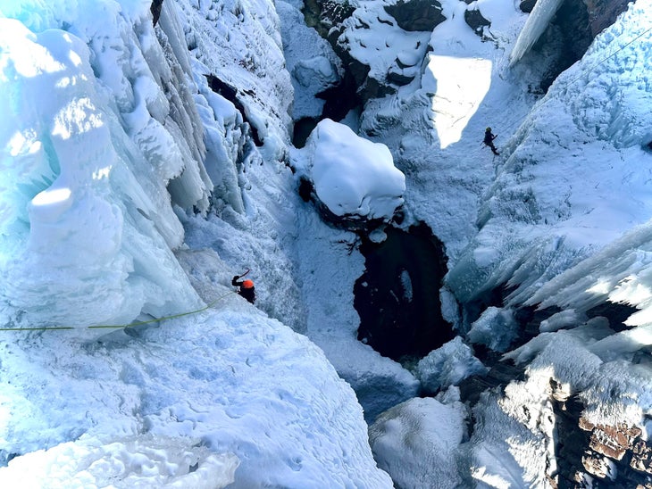 an ice climber viewed from above