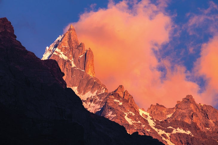 Kishtwar Shivling dominated the view during the approach to the Haptal Glacier.