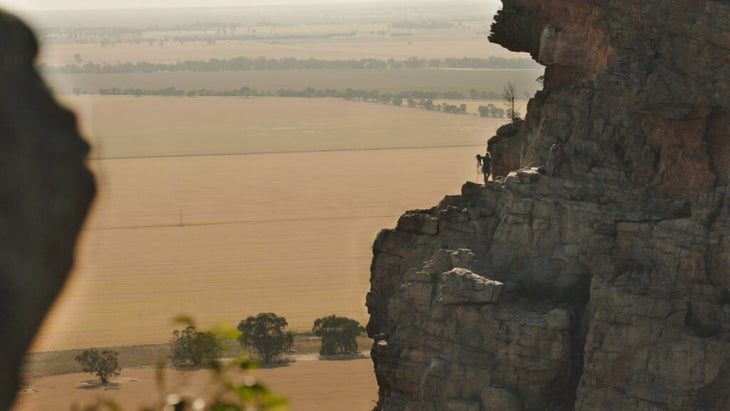 A climber on Spiral Staircase, Arapiles 