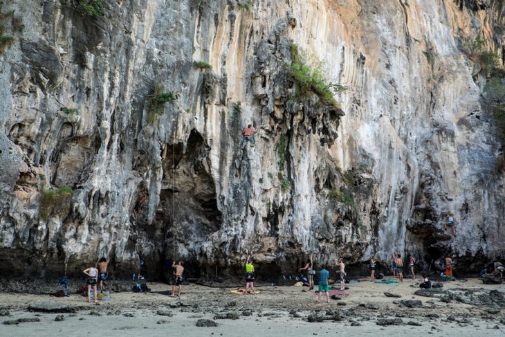 ao nang climbing crag on the beach 