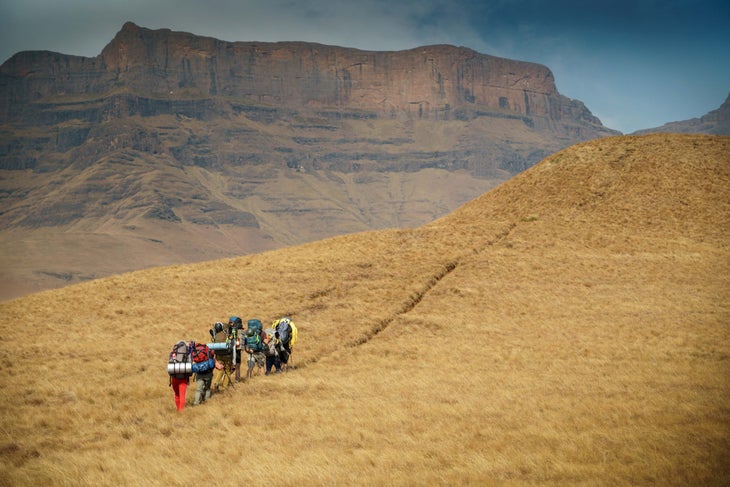 The Drakensberg escarpment is famous for epic hikes and peak enchainments.