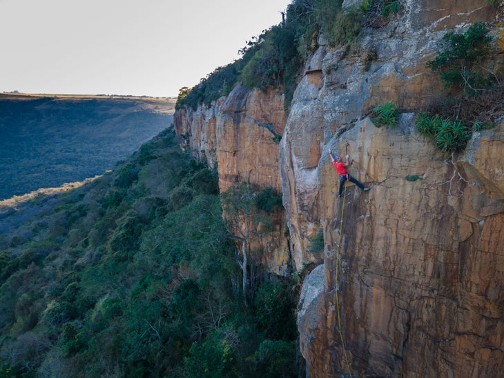 Will Gadd rock climbing in South Africa.