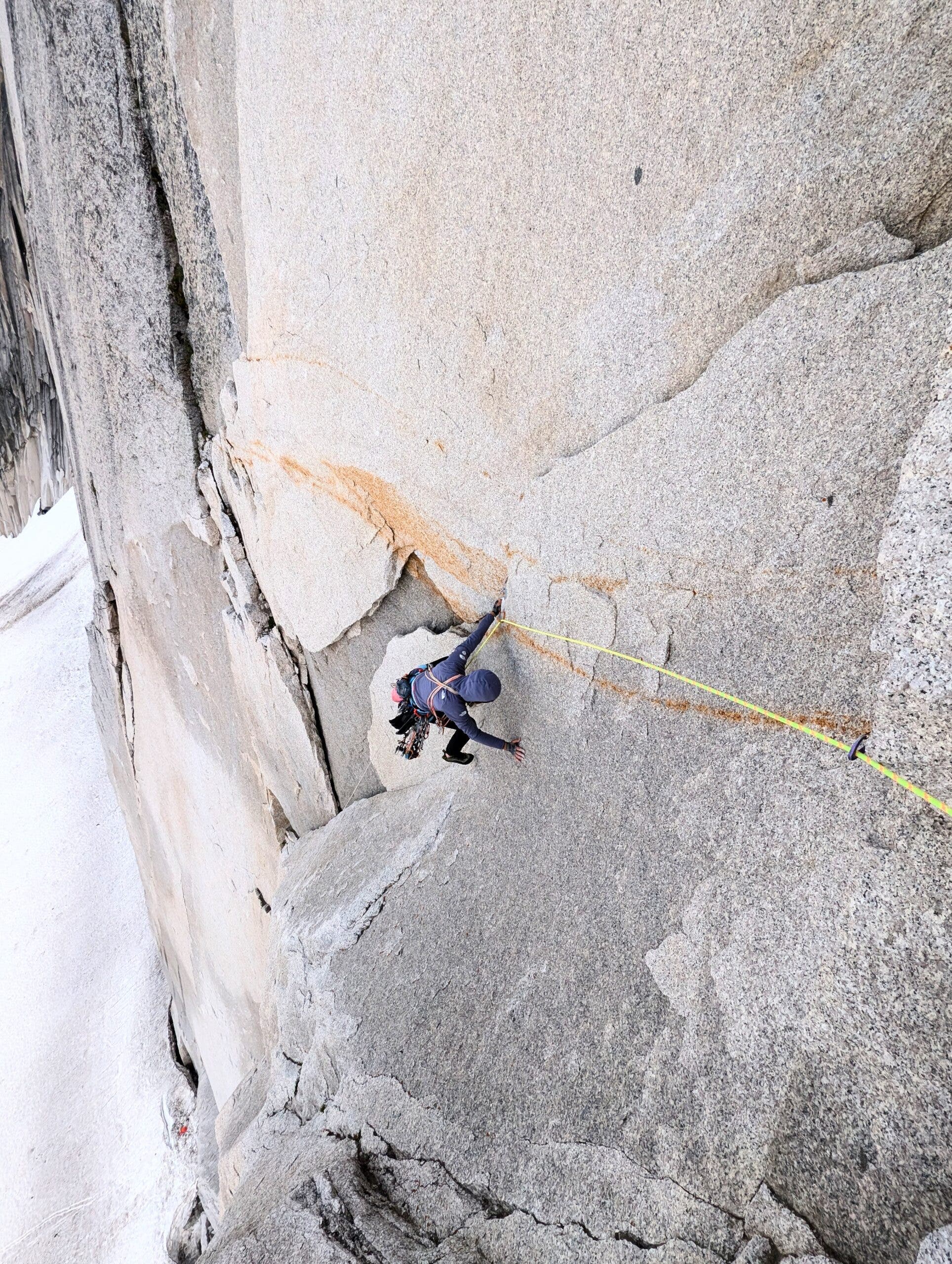 Christina Lustenberger uses the Mammut Alpine Core Protect Rope on Minotaur Direct (5.11+; 500m) on Snowpatch Spire, Bugaboos.