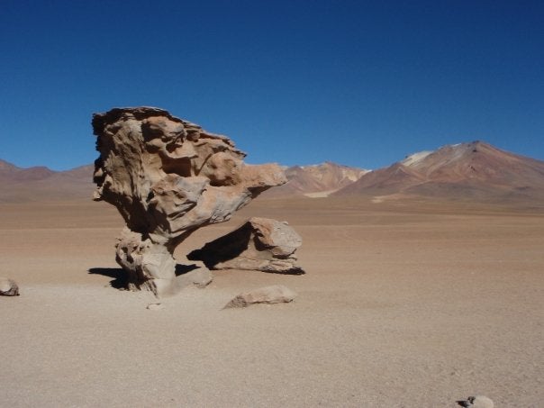 a boulder in the desert