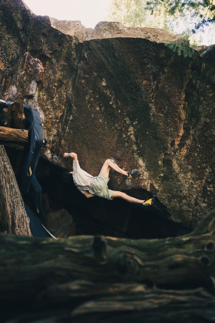 Hamish McArthur climbs Megantron, one of the world's hardest boulders.